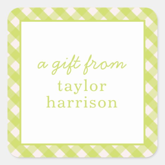 Bright Gingham Gepersonaliseerde Gift Stickers (Voorkant)