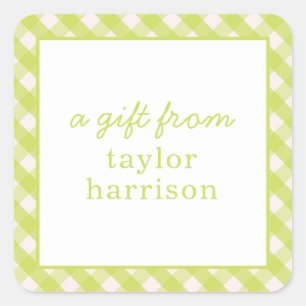 Bright Gingham Gepersonaliseerde Gift Stickers
