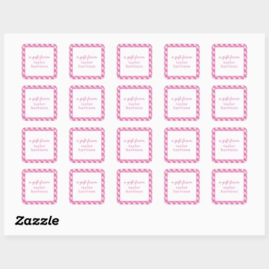 Bright Gingham Gepersonaliseerde Gift Stickers (Vel)