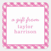 Bright Gingham Gepersonaliseerde Gift Stickers (Voorkant)