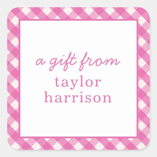 Bright Gingham Gepersonaliseerde Gift Stickers (Voorkant)