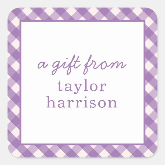 Bright Gingham Gepersonaliseerde Gift Stickers (Voorkant)