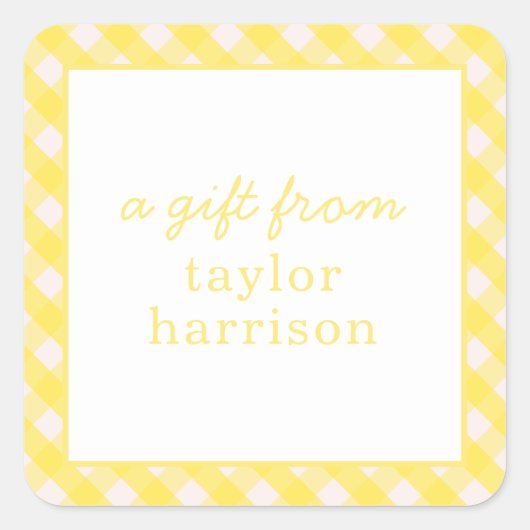 Bright Gingham Gepersonaliseerde Gift Stickers (Voorkant)