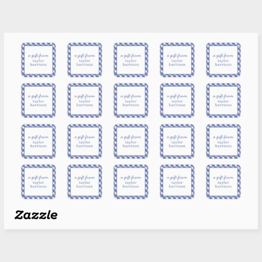 Bright Gingham Gepersonaliseerde Gift Stickers (Vel)
