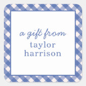 Bright Gingham Gepersonaliseerde Gift Stickers (Voorkant)