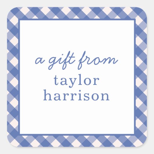 Bright Gingham Gepersonaliseerde Gift Stickers (Voorkant)