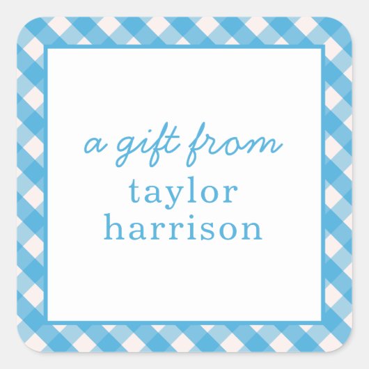 Bright Gingham Gepersonaliseerde Gift Stickers (Voorkant)