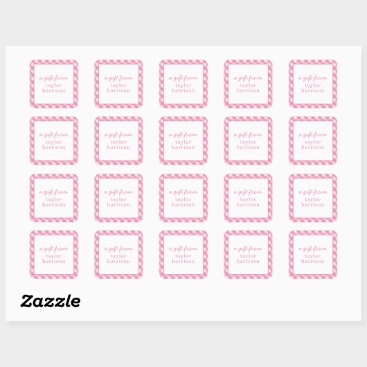 Bright Gingham Gepersonaliseerde Gift Stickers (Vel)