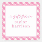 Bright Gingham Gepersonaliseerde Gift Stickers (Voorkant)