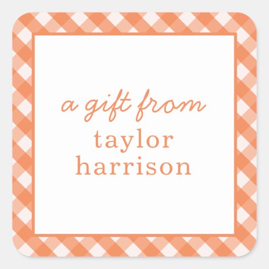 Bright Gingham Gepersonaliseerde Gift Stickers (Voorkant)