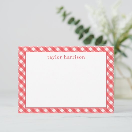 Bright Gingham gepersonaliseerde notitiekaarten (Staand voorkant)