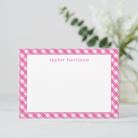 Bright Gingham gepersonaliseerde notitiekaarten (Staand voorkant)