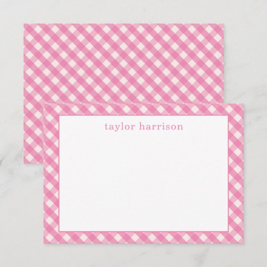 Bright Gingham gepersonaliseerde notitiekaarten (Voorkant / Achterkant)