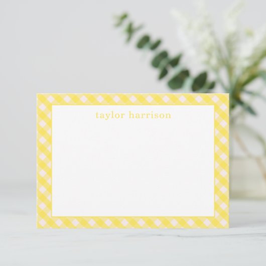 Bright Gingham gepersonaliseerde notitiekaarten (Staand voorkant)