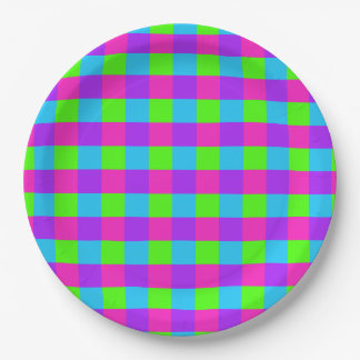 Bright Gingham Paper Borden - stijl 1 Papieren Bordje