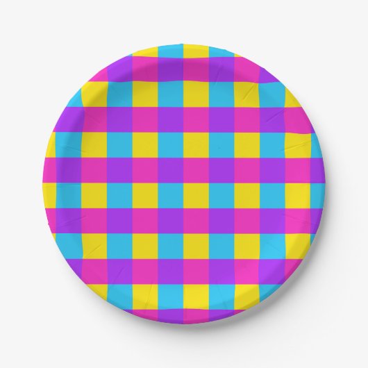 Bright Gingham Party Borden - stijl 2 Papieren Bordje (Voorkant)