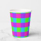 Bright Gingham Party Cups - stijl 1 Papieren Bekers (Achterkant)