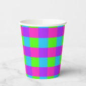 Bright Gingham Party Cups - stijl 1 Papieren Bekers (Links)