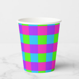 Bright Gingham Party Cups - stijl 1 Papieren Bekers