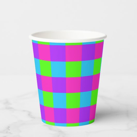 Bright Gingham Party Cups - stijl 1 Papieren Bekers (Voorkant)