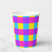Bright Gingham Party Cups - stijl 2 Papieren Bekers (Links)