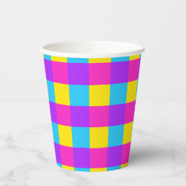 Bright Gingham Party Cups - stijl 2 Papieren Bekers
