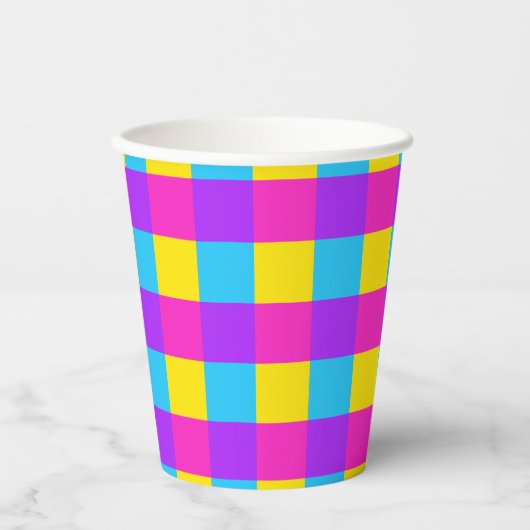 Bright Gingham Party Cups - stijl 2 Papieren Bekers (Voorkant)