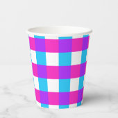 Bright Gingham Party Cups - stijl 3 Papieren Bekers (Achterkant)