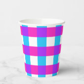 Bright Gingham Party Cups - stijl 3 Papieren Bekers (Links)