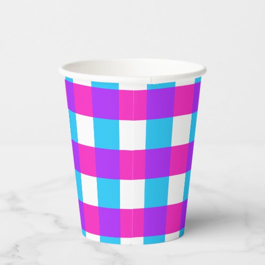Bright Gingham Party Cups - stijl 3 Papieren Bekers (Rechts)