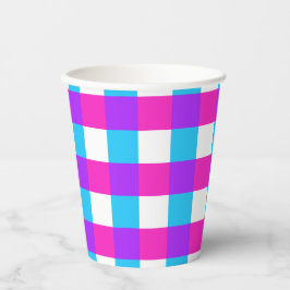 Bright Gingham Party Cups - stijl 3 Papieren Bekers
