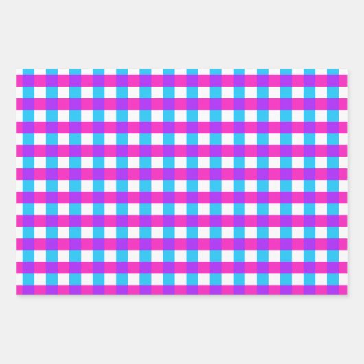Bright Gingham Pattern Wrapping Paper Set (Voorkant 3)