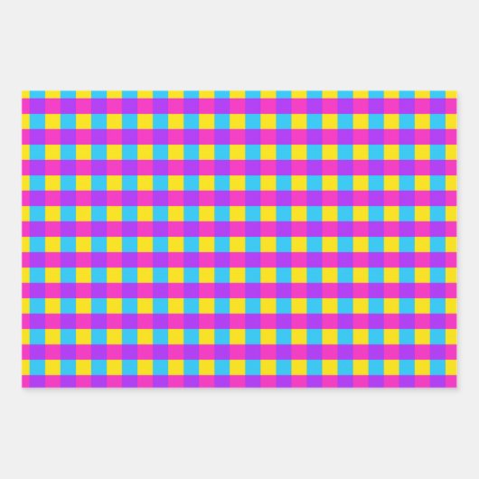 Bright Gingham Pattern Wrapping Paper Set (Voorkant 2)
