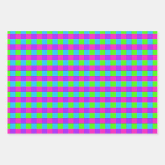Bright Gingham Pattern Wrapping Paper Set (Voorkant)