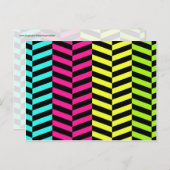 Bright Girly Neon Stripes Chevron Pattern Briefkaart (Voorkant / Achterkant)