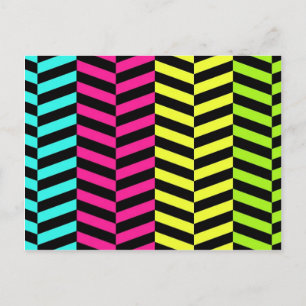 Bright Girly Neon Stripes Chevron Pattern Briefkaart
