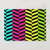 Bright Girly Neon Stripes Chevron Pattern Briefkaart (Voorkant)