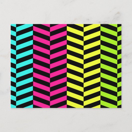 Bright Girly Neon Stripes Chevron Pattern Briefkaart (Voorkant)