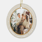 Bright Glitter Foto Vrolijk Kerstfeest Modern Keramisch Ornament (Links)