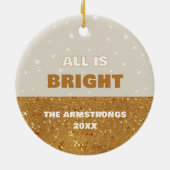 Bright Glitter Foto Vrolijk Kerstfeest Modern Keramisch Ornament (Achterkant)
