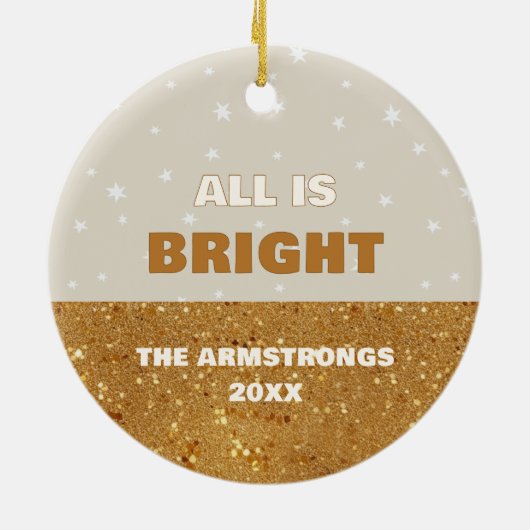 Bright Glitter Foto Vrolijk Kerstfeest Modern Keramisch Ornament (Achterkant)