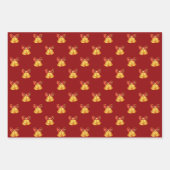 Bright Gold Bells en rode sneeuwvlokken Kerstmis Inpakpapier Vel (Voorkant 3)