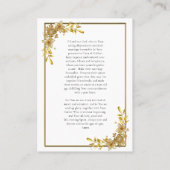 Bright Gold Flowers Orthodox Bruiloft Gebed Kaart Plaatskaartje (Achterkant)