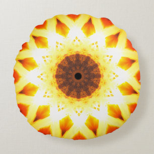 Bright Gold Fractale sterren Rond Kussen