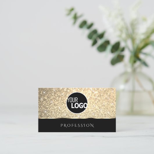 Bright Gold Glitter Lichtgevende Sterren en Logo Z Visitekaartje (Staand voorkant)