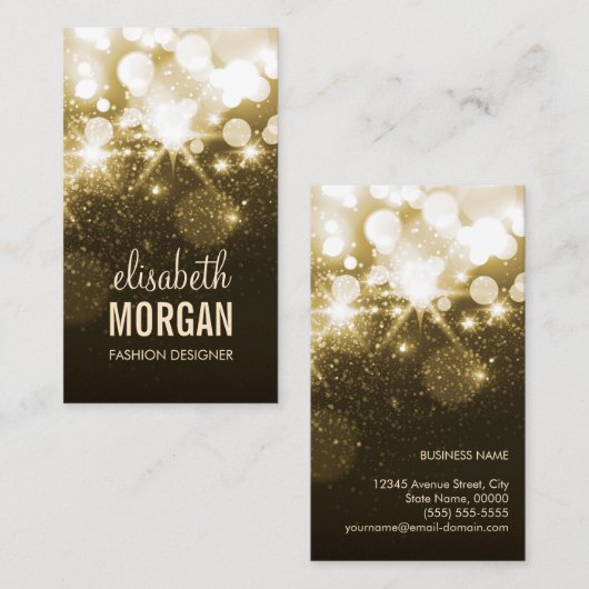 Bright Gold Glitter Sparkle Bokeh Visitekaartje (Voorkant / Achterkant)