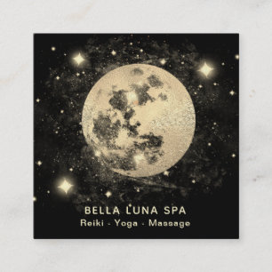 *~* Bright Gold Moon Stars Vierkante Visitekaartje