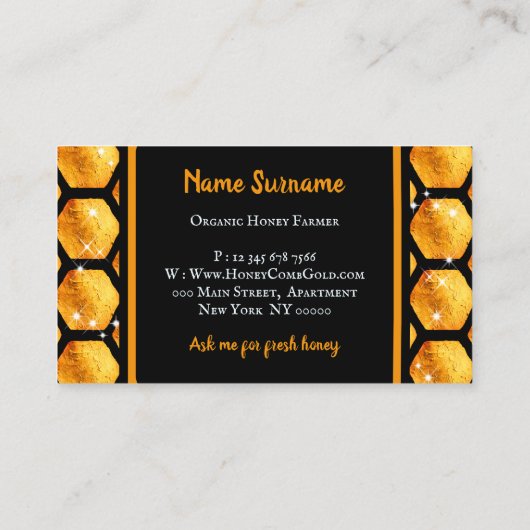Bright Gold Pureraw Boerderij Glitz Honingraat Visitekaartje (Achterkant)