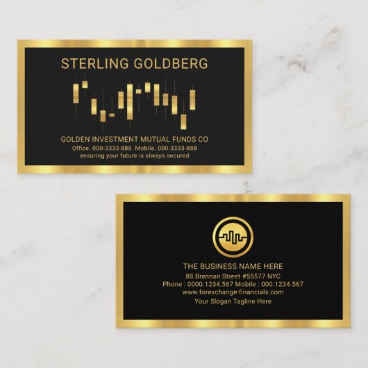 Bright Gold Stock Graph Lijst Visitekaartje (Voorkant / Achterkant)