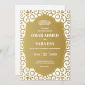 Bright Gold Swirl White Islamic Muslim Wedding  Kaart (Voorkant / Achterkant)
